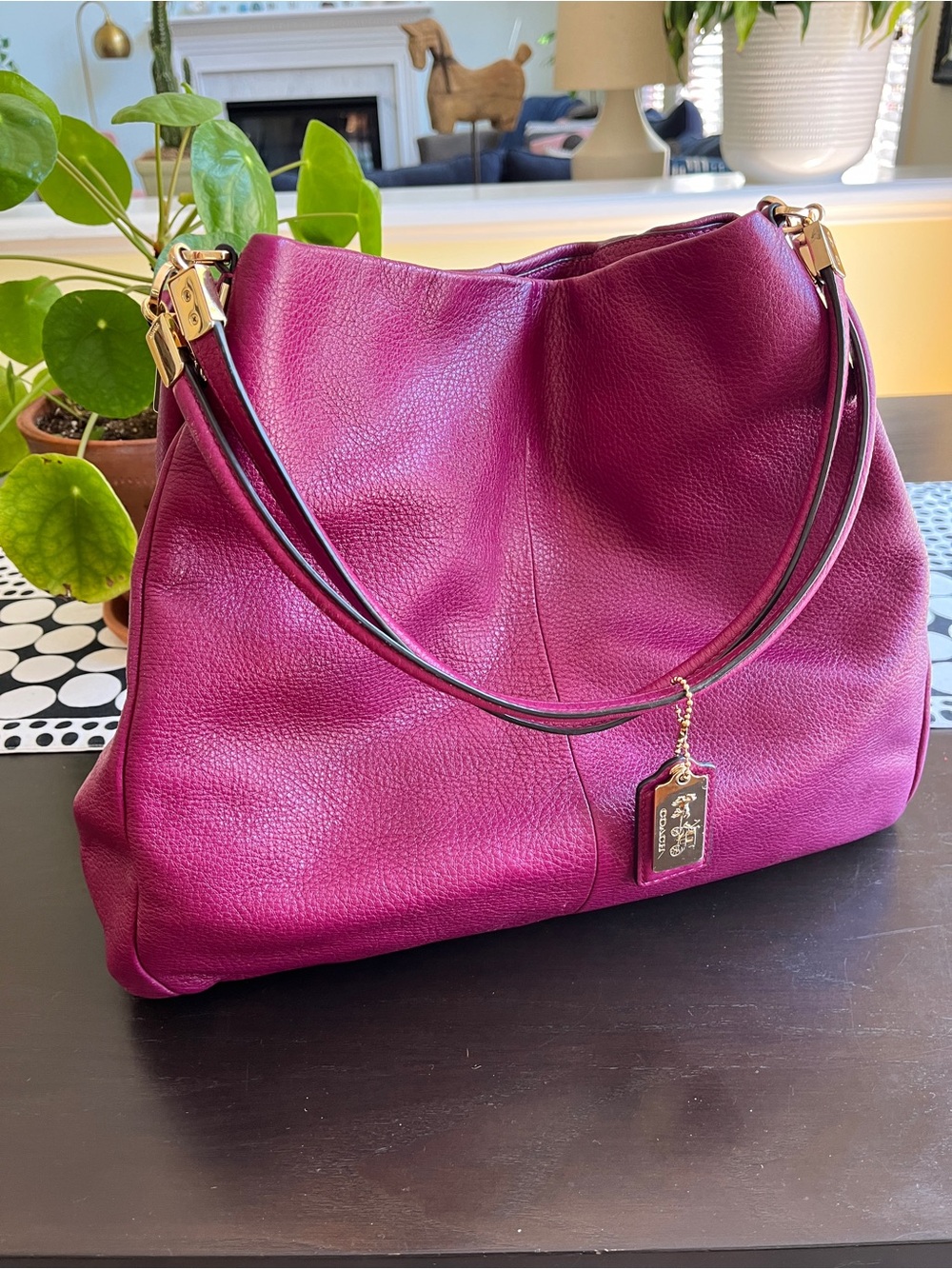 Coach Madison Phoebe Leather Shoulder Bag in Magenta